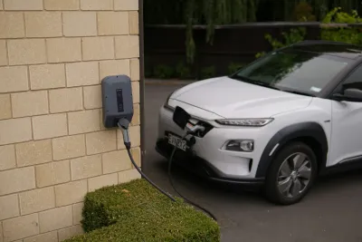 Level 2 EV charger installed in a residential garage in Snohomish County by Phase 3 Electric